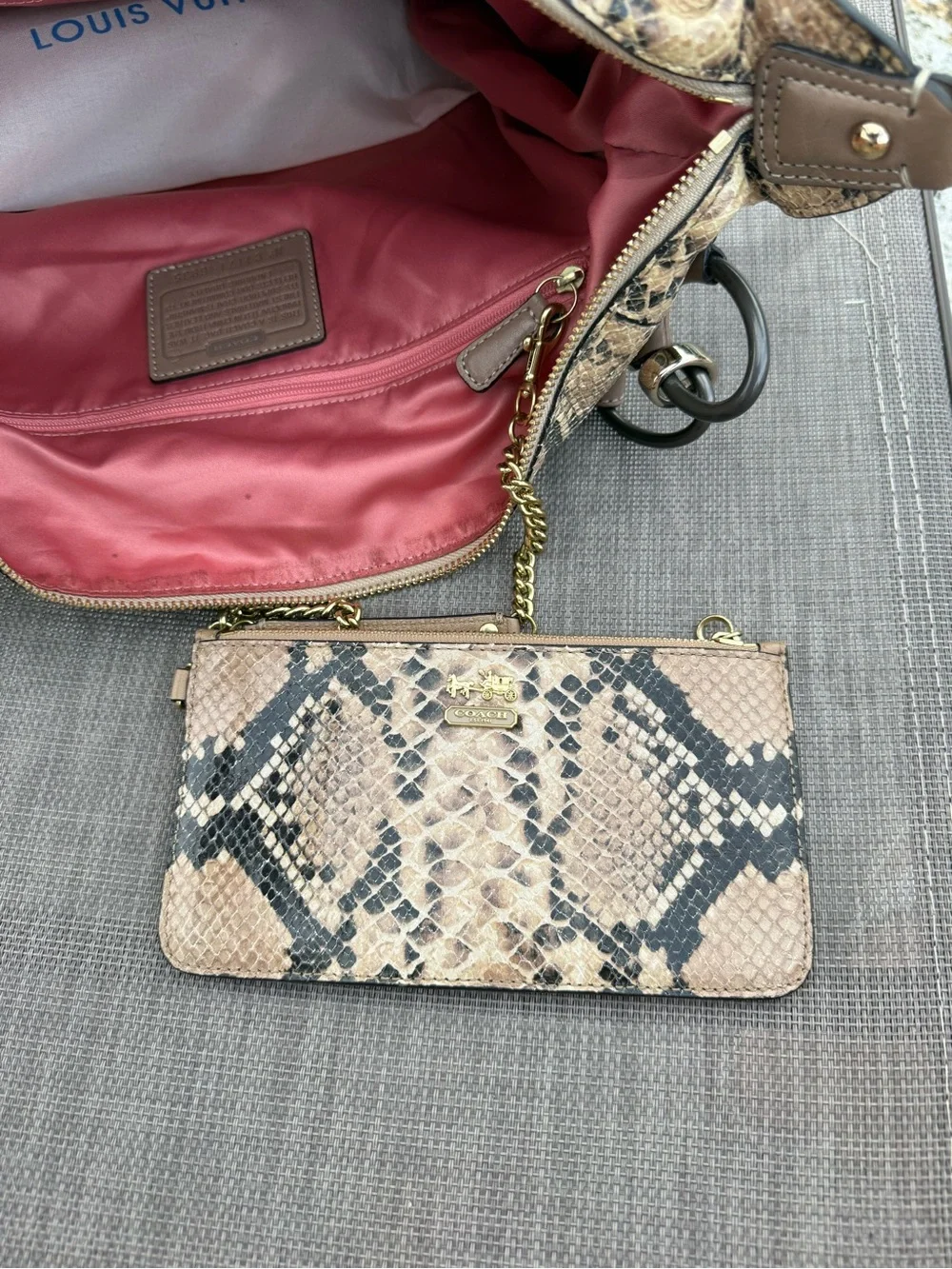 COACH Pinnacle Embossed Python Leather Satchel Shoulder Bag EUC bag see details